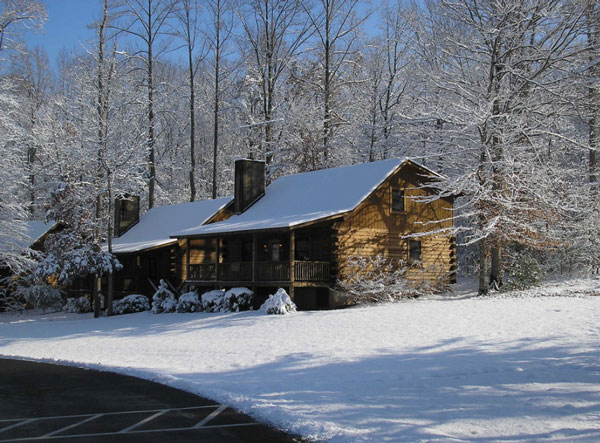 Wilderness Presidential Resort Log Cabins in Winter