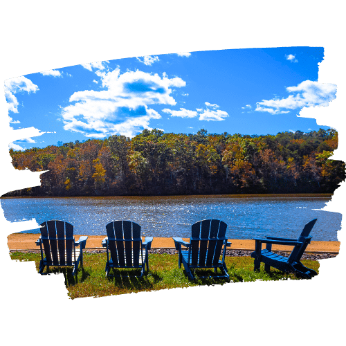 Chairs overlooking lake